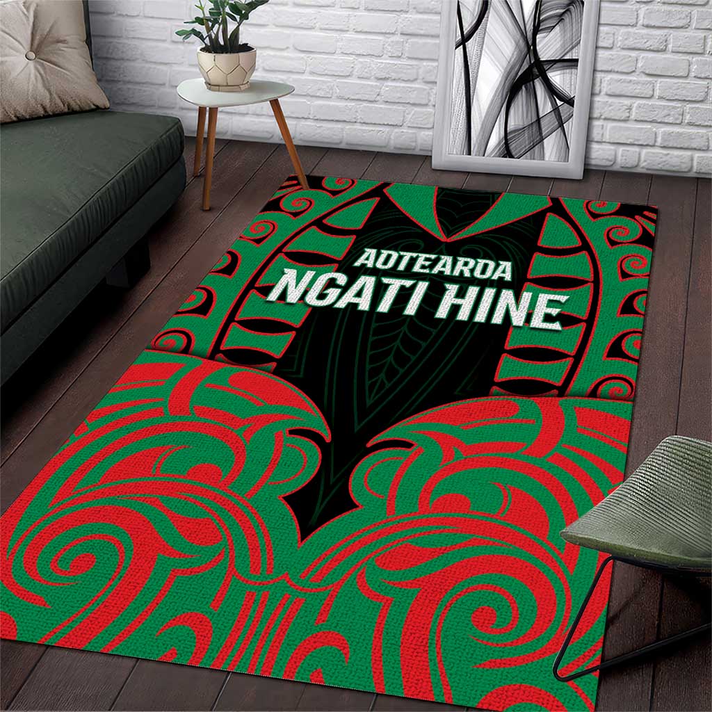 Aotearoa Ngati Hine Area Rug Maori Pattern New Zealand DT05 Green - Polynesian Pride