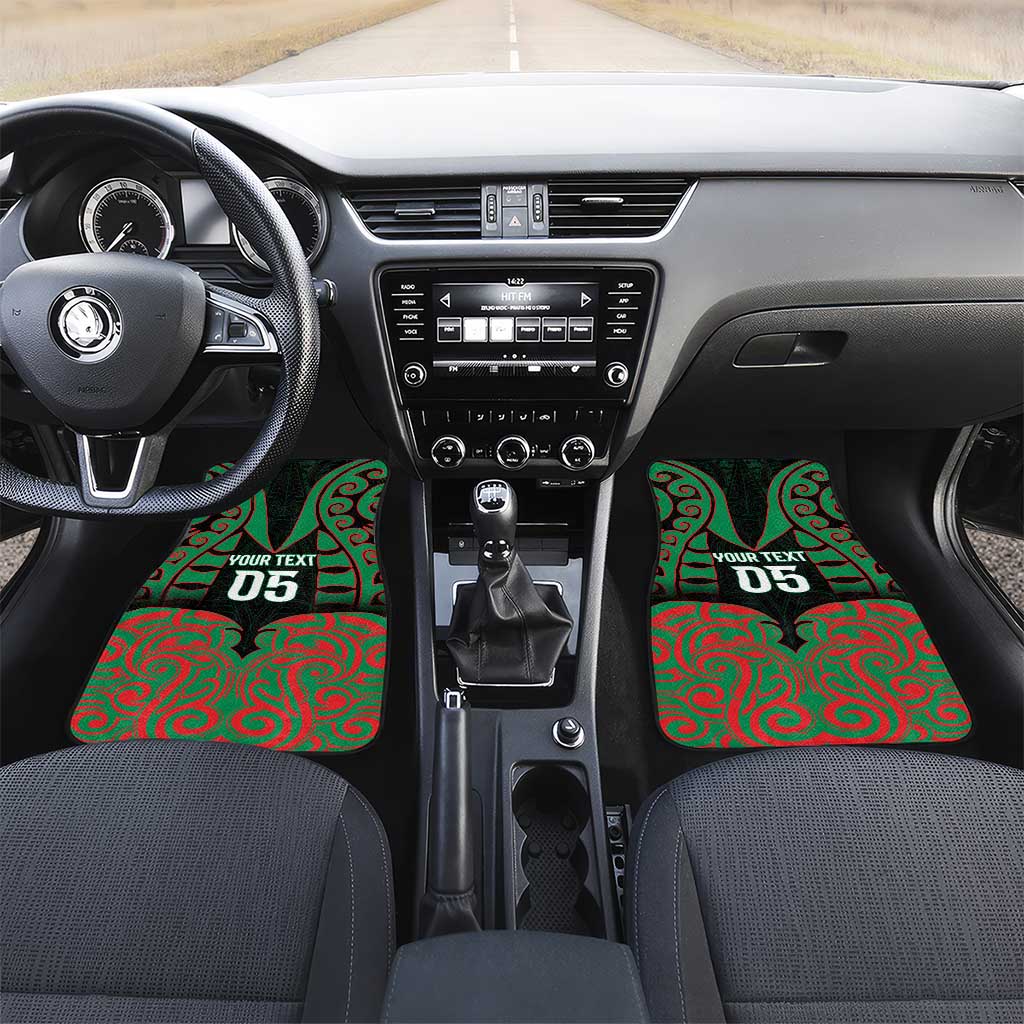 Aotearoa Ngati Hine Car Mats Maori Pattern New Zealand DT05 Set 2pcs - Front Green - Polynesian Pride