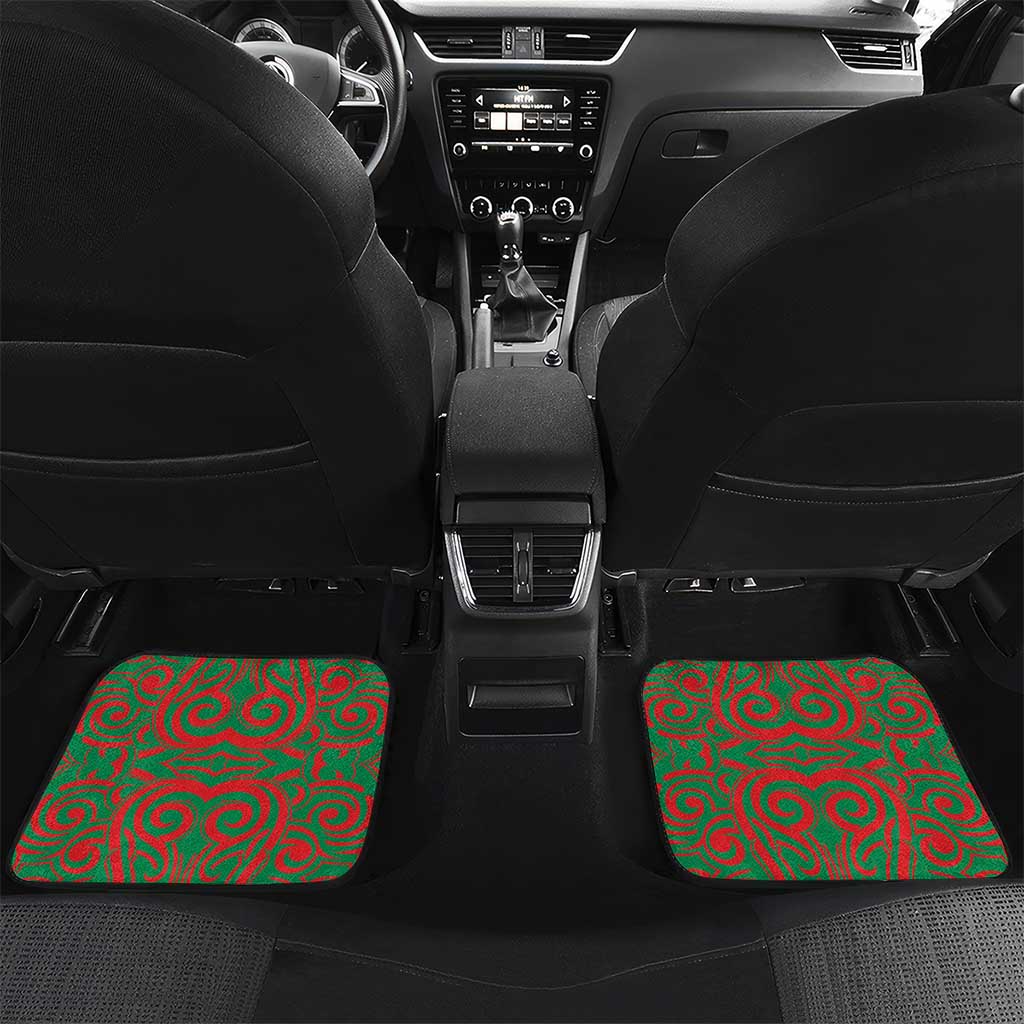 Aotearoa Ngati Hine Car Mats Maori Pattern New Zealand DT05 Set 2pcs - Back Green - Polynesian Pride
