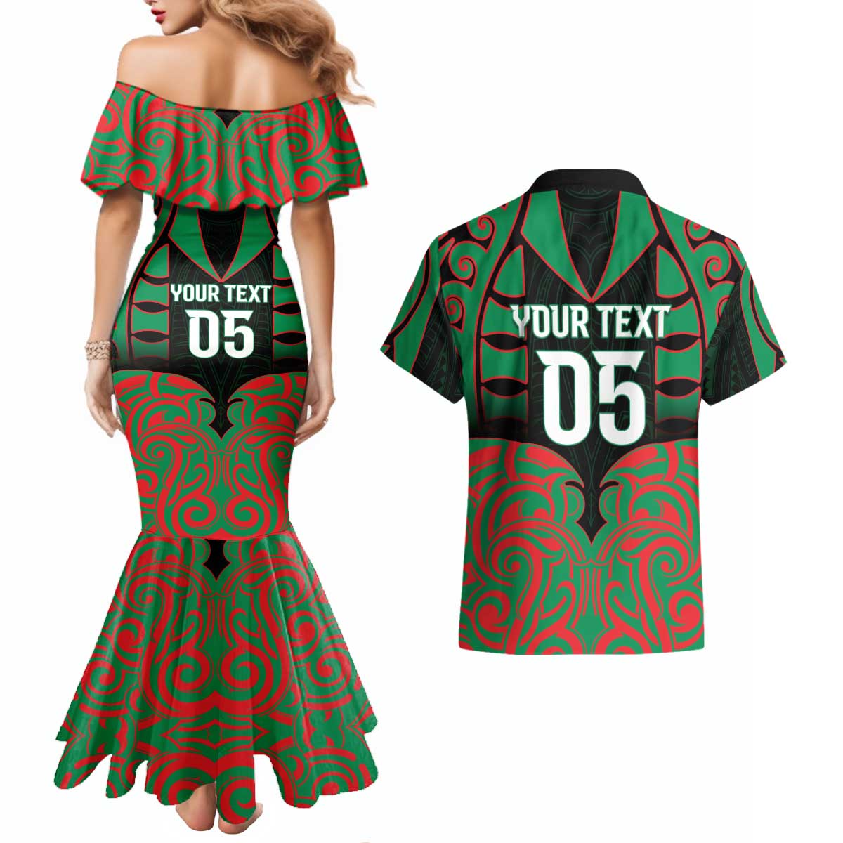 Custom Aotearoa Ngati Hine Couples Matching Mermaid Dress and Hawaiian Shirt Maori Pattern New Zealand - Polynesian Pride