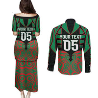 Custom Aotearoa Ngati Hine Couples Matching Puletasi and Long Sleeve Button Shirt Maori Pattern New Zealand - Polynesian Pride