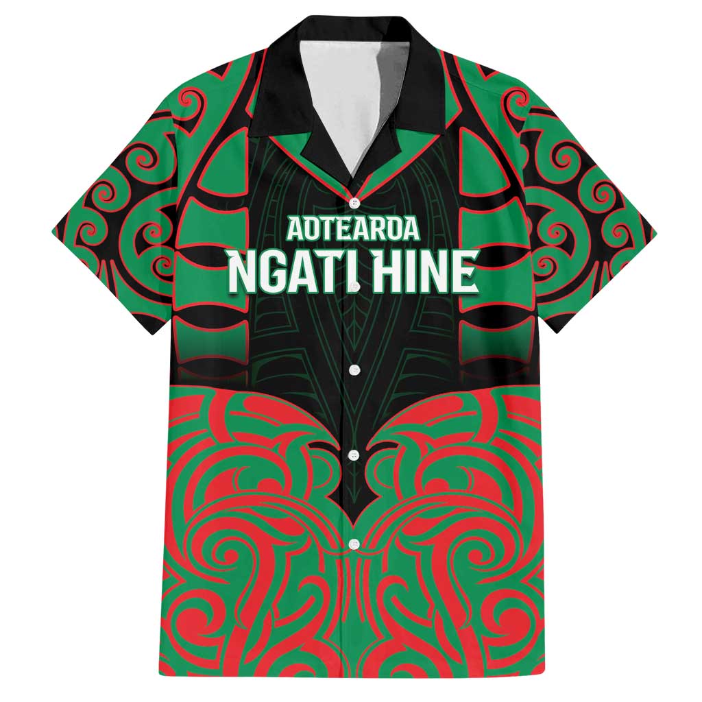 Custom Aotearoa Ngati Hine Family Matching Off Shoulder Short Dress and Hawaiian Shirt Maori Pattern New Zealand - Polynesian Pride