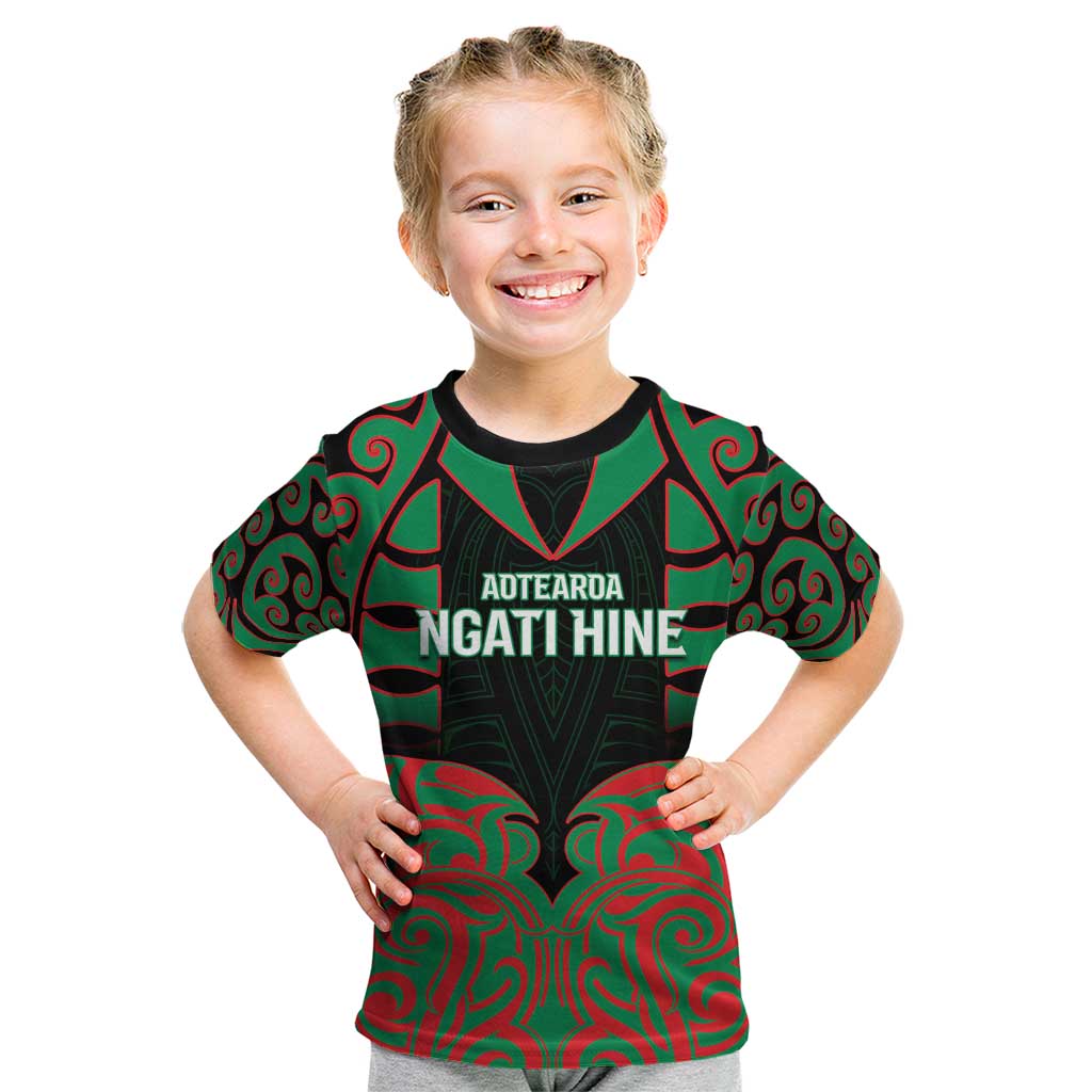 Custom Aotearoa Ngati Hine Kid T Shirt Maori Pattern New Zealand - Polynesian Pride