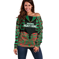Custom Aotearoa Ngati Hine Off Shoulder Sweater Maori Pattern New Zealand - Polynesian Pride