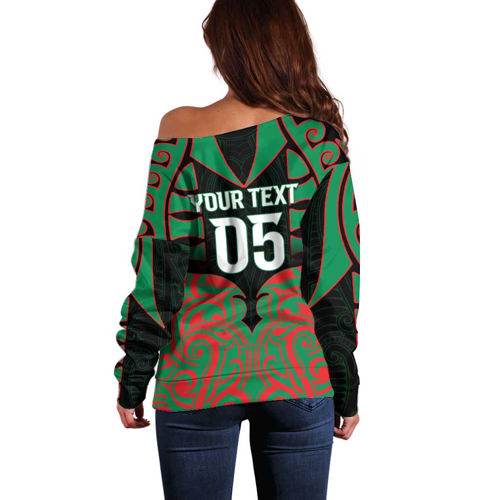 Custom Aotearoa Ngati Hine Off Shoulder Sweater Maori Pattern New Zealand - Polynesian Pride