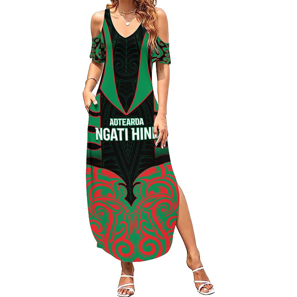 Custom Aotearoa Ngati Hine Summer Maxi Dress Maori Pattern New Zealand - Polynesian Pride