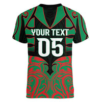 Custom Aotearoa Ngati Hine Women V-Neck T-Shirt Maori Pattern New Zealand DT05 - Polynesian Pride