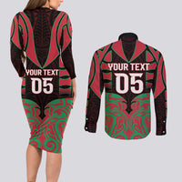 Custom Aotearoa Tuhoe Couples Matching Long Sleeve Bodycon Dress and Long Sleeve Button Shirt Maori Pattern New Zealand - Polynesian Pride