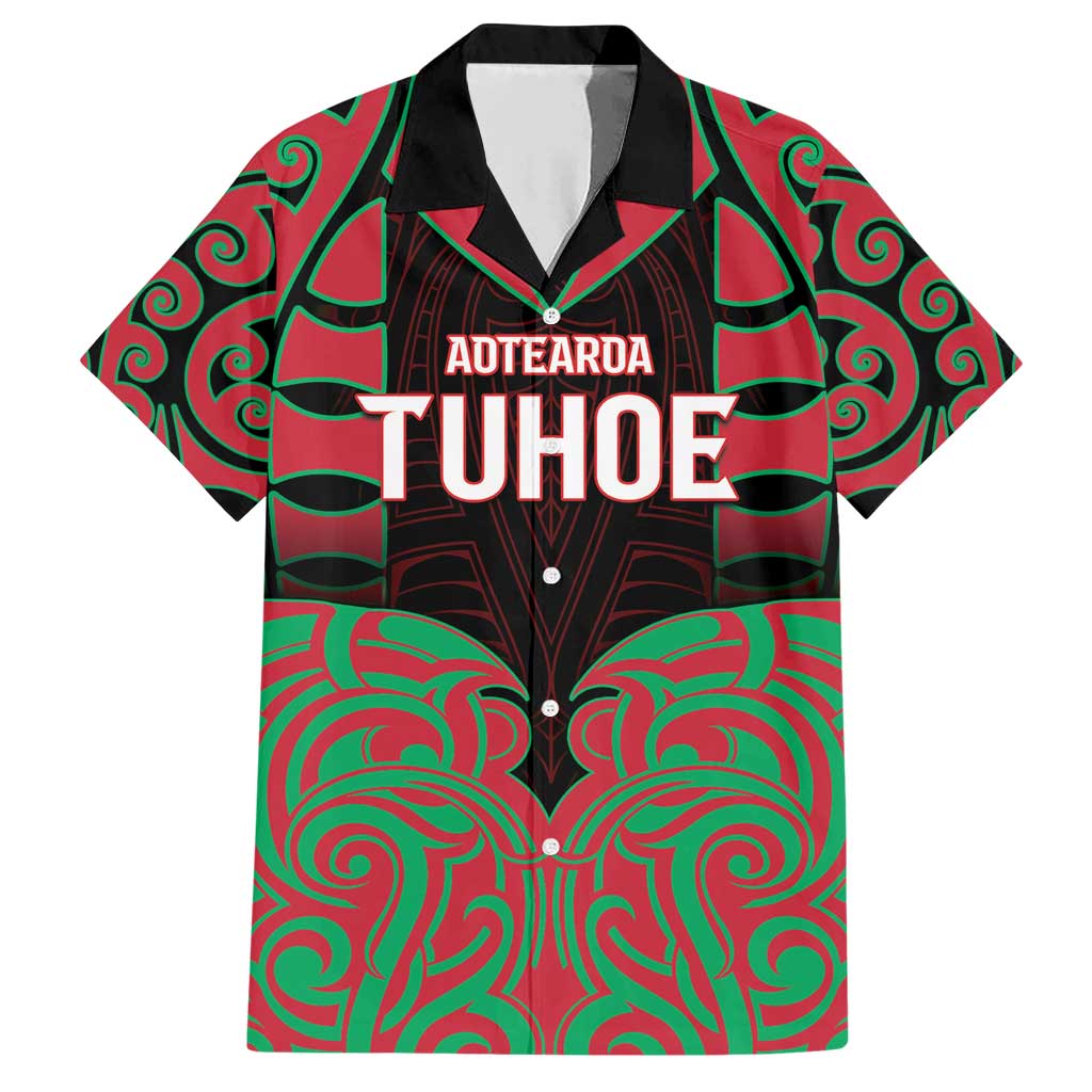 Custom Aotearoa Tuhoe Family Matching Short Sleeve Bodycon Dress and Hawaiian Shirt Maori Pattern New Zealand - Polynesian Pride