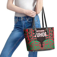 Aotearoa Tuhoe Leather Tote Bag Maori Pattern New Zealand DT05 - Polynesian Pride
