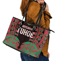 Aotearoa Tuhoe Leather Tote Bag Maori Pattern New Zealand DT05 - Polynesian Pride