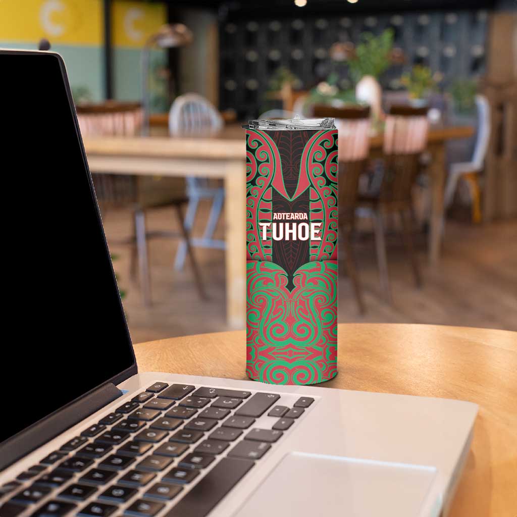 Custom Aotearoa Tuhoe Skinny Tumbler Maori Pattern New Zealand - Polynesian Pride