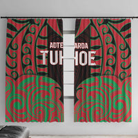 Aotearoa Tuhoe Window Curtain Maori Pattern New Zealand DT05 With Hooks Red - Polynesian Pride