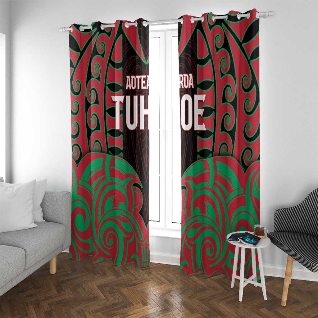 Aotearoa Tuhoe Window Curtain Maori Pattern New Zealand DT05 With Grommets Red - Polynesian Pride