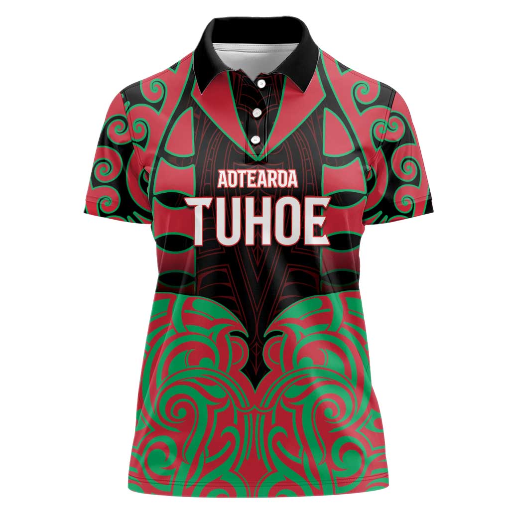 Custom Aotearoa Tuhoe Women Polo Shirt Maori Pattern New Zealand - Polynesian Pride