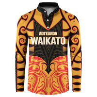 Custom Aotearoa Waikato Button Sweatshirt Maori Pattern New Zealand - Polynesian Pride