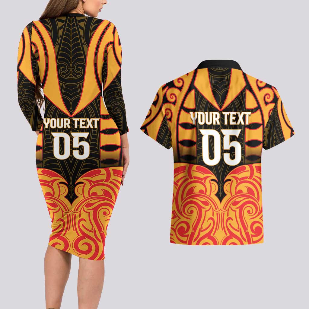 Custom Aotearoa Waikato Couples Matching Long Sleeve Bodycon Dress and Hawaiian Shirt Maori Pattern New Zealand - Polynesian Pride