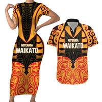 Custom Aotearoa Waikato Couples Matching Short Sleeve Bodycon Dress and Hawaiian Shirt Maori Pattern New Zealand - Polynesian Pride