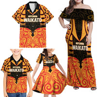 Custom Aotearoa Waikato Family Matching Off Shoulder Maxi Dress and Hawaiian Shirt Maori Pattern New Zealand - Polynesian Pride