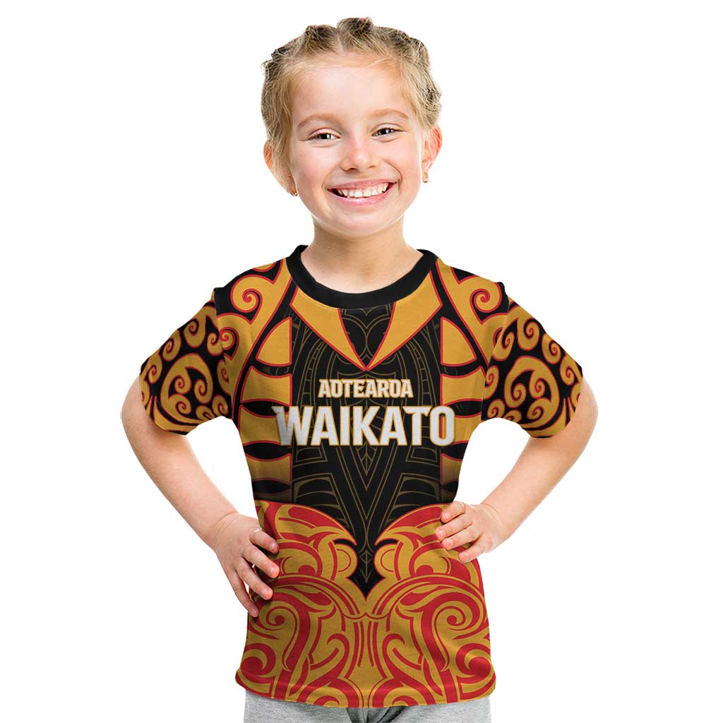Custom Aotearoa Waikato Kid T Shirt Maori Pattern New Zealand - Polynesian Pride