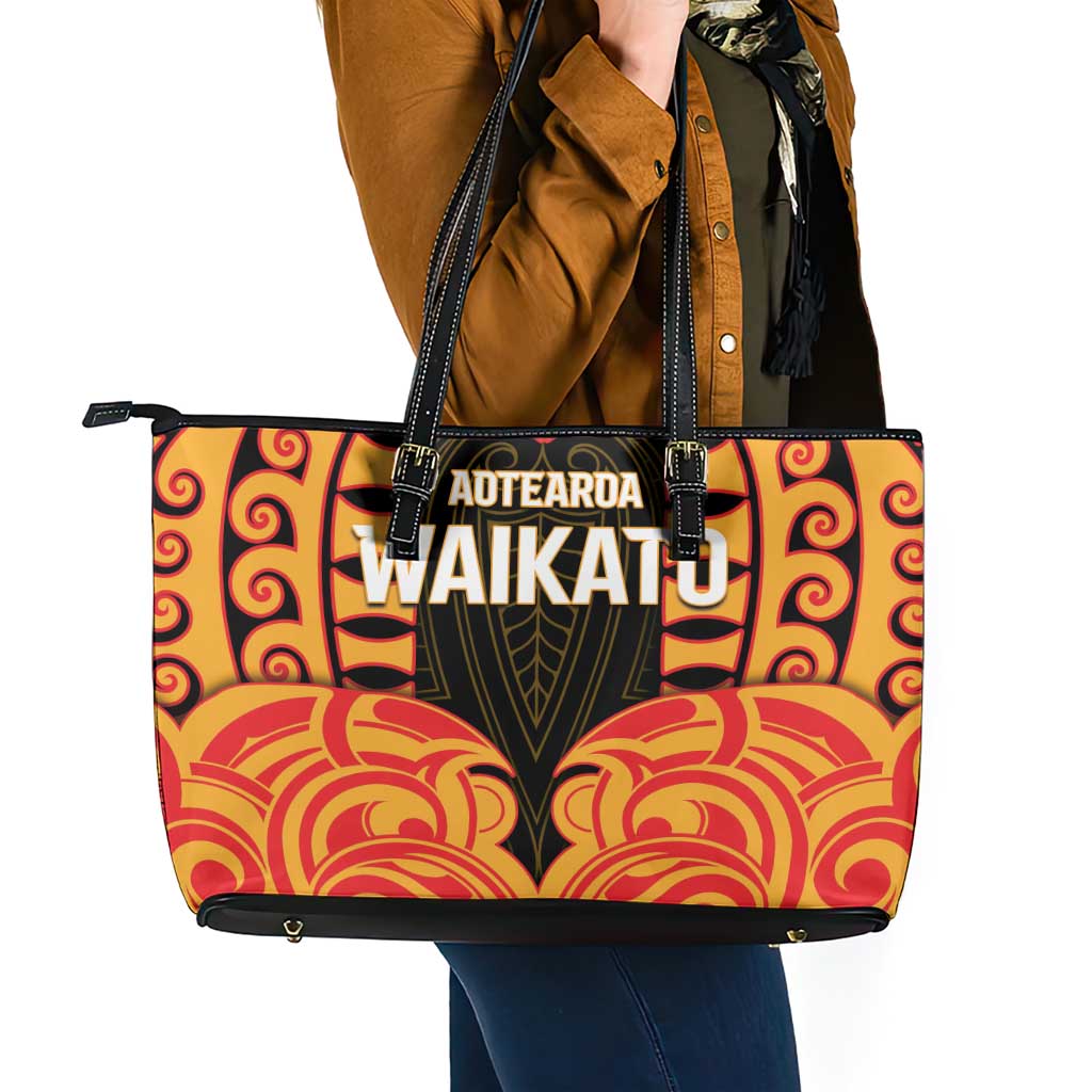 Aotearoa Waikato Leather Tote Bag Maori Pattern New Zealand DT05 - Polynesian Pride