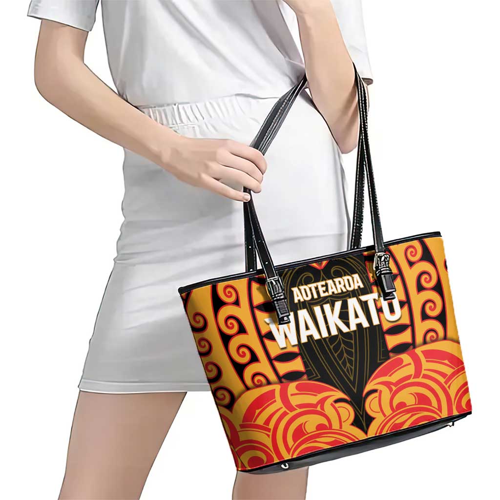 Aotearoa Waikato Leather Tote Bag Maori Pattern New Zealand DT05 - Polynesian Pride