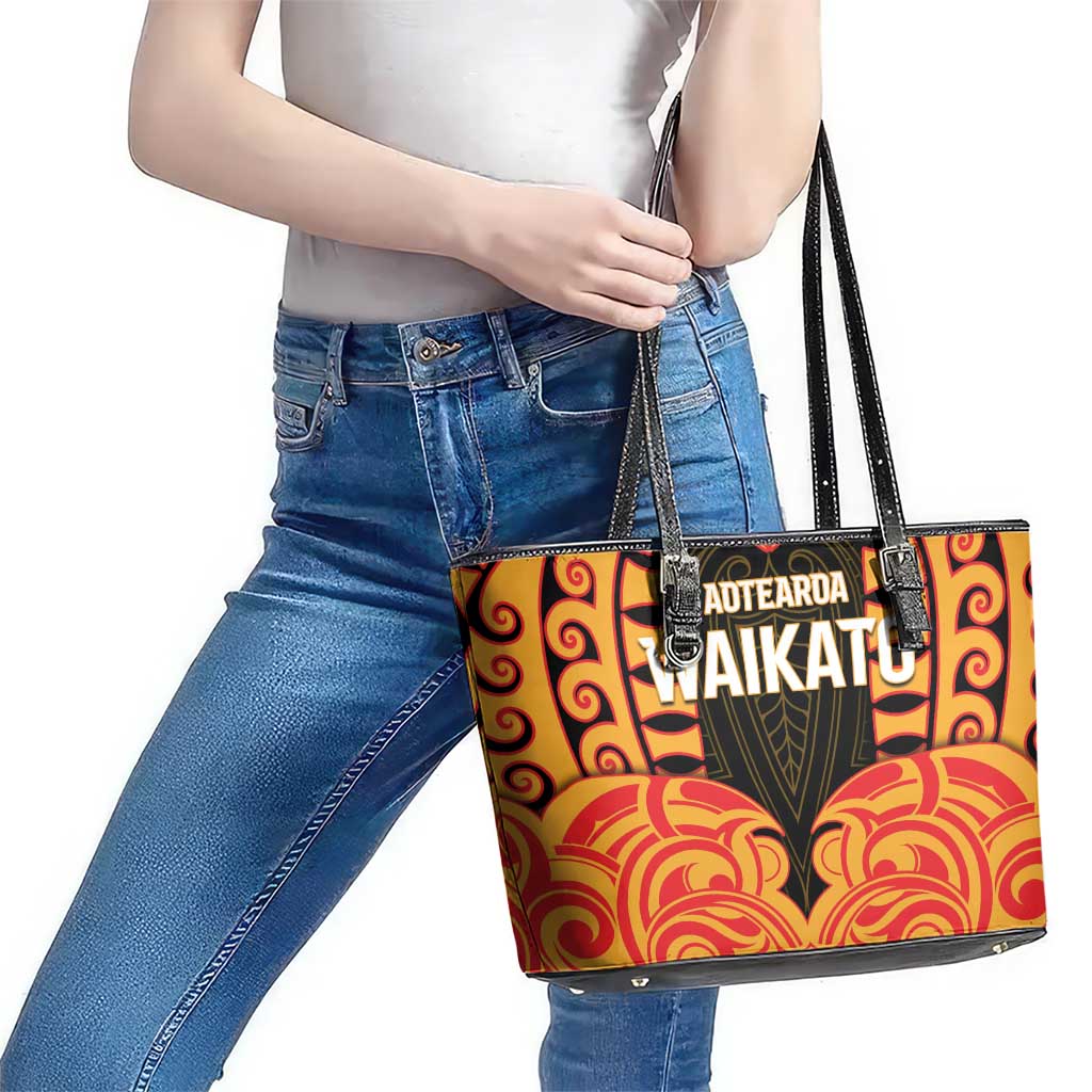 Aotearoa Waikato Leather Tote Bag Maori Pattern New Zealand DT05 - Polynesian Pride