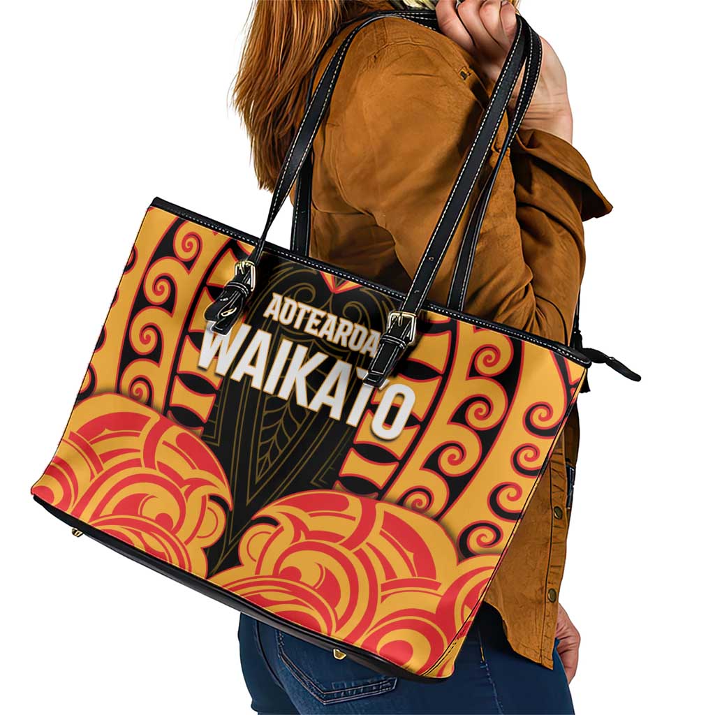 Aotearoa Waikato Leather Tote Bag Maori Pattern New Zealand DT05 - Polynesian Pride