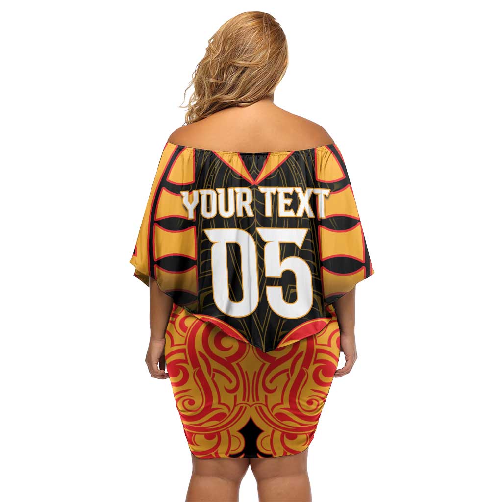 Custom Aotearoa Waikato Off Shoulder Short Dress Maori Pattern New Zealand - Polynesian Pride