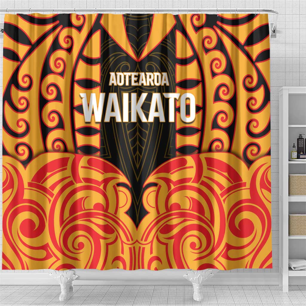 Aotearoa Waikato Shower Curtain Maori Pattern New Zealand - Polynesian Pride