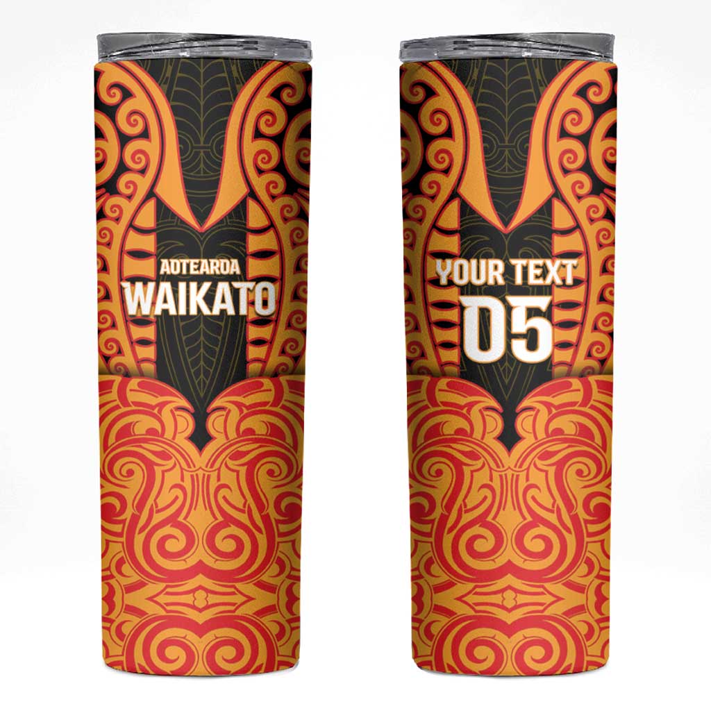 Custom Aotearoa Waikato Skinny Tumbler Maori Pattern New Zealand DT05 Orange - Polynesian Pride