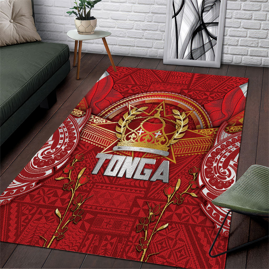 Tonga King's Birthday Area Rug Gold Royal Crown Tribal Patterns