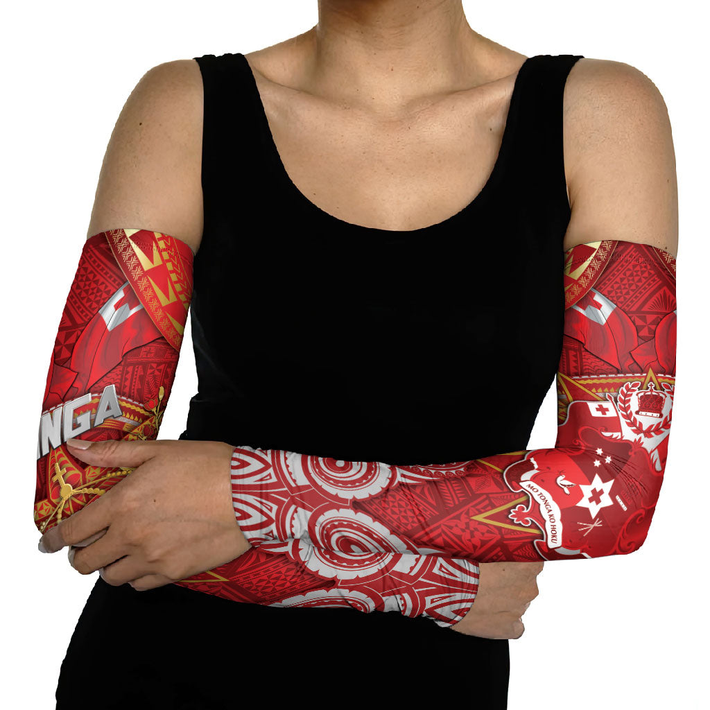 Tonga King's Birthday Arm Sleeves Gold Royal Crown Tribal Patterns