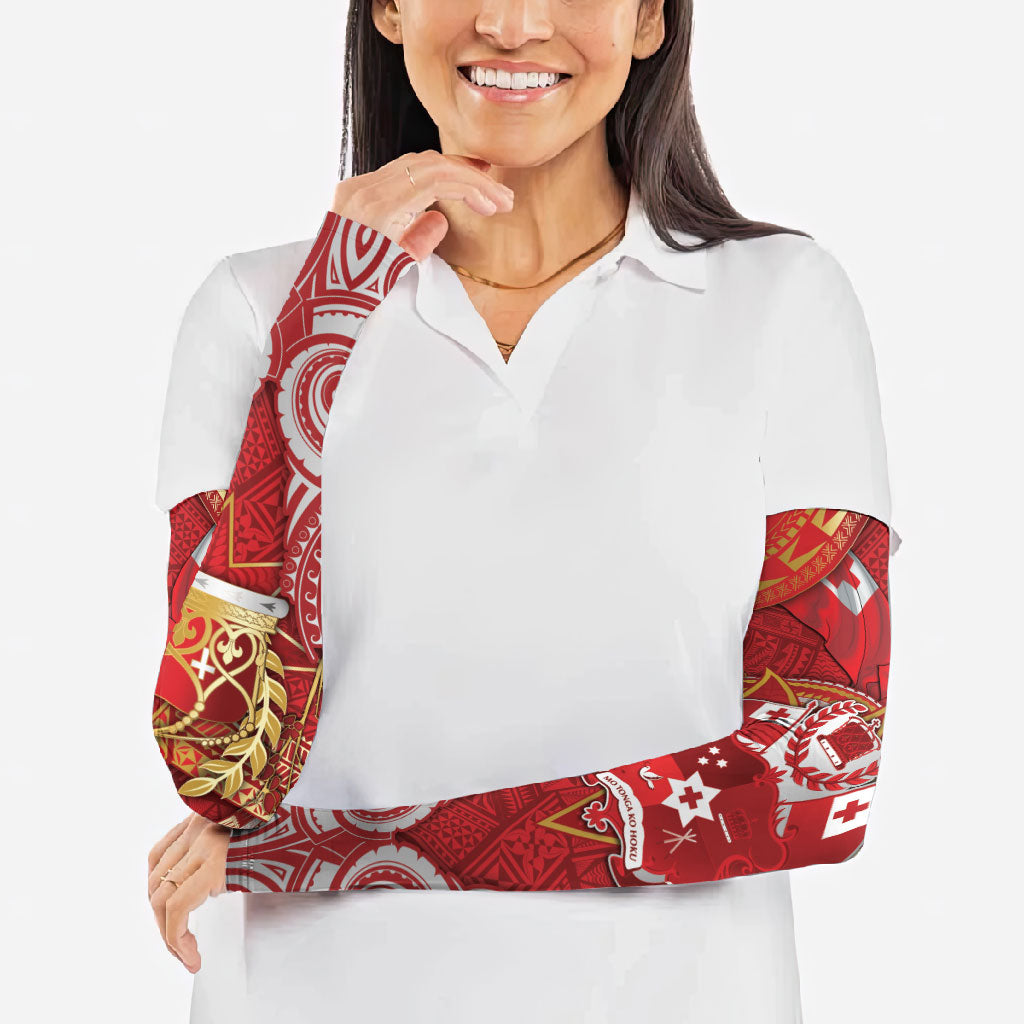 Tonga King's Birthday Arm Sleeves Gold Royal Crown Tribal Patterns