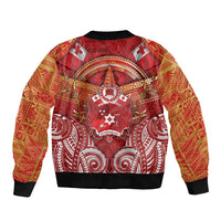 Tonga King's Birthday Bomber Jacket Gold Royal Crown Tribal Patterns