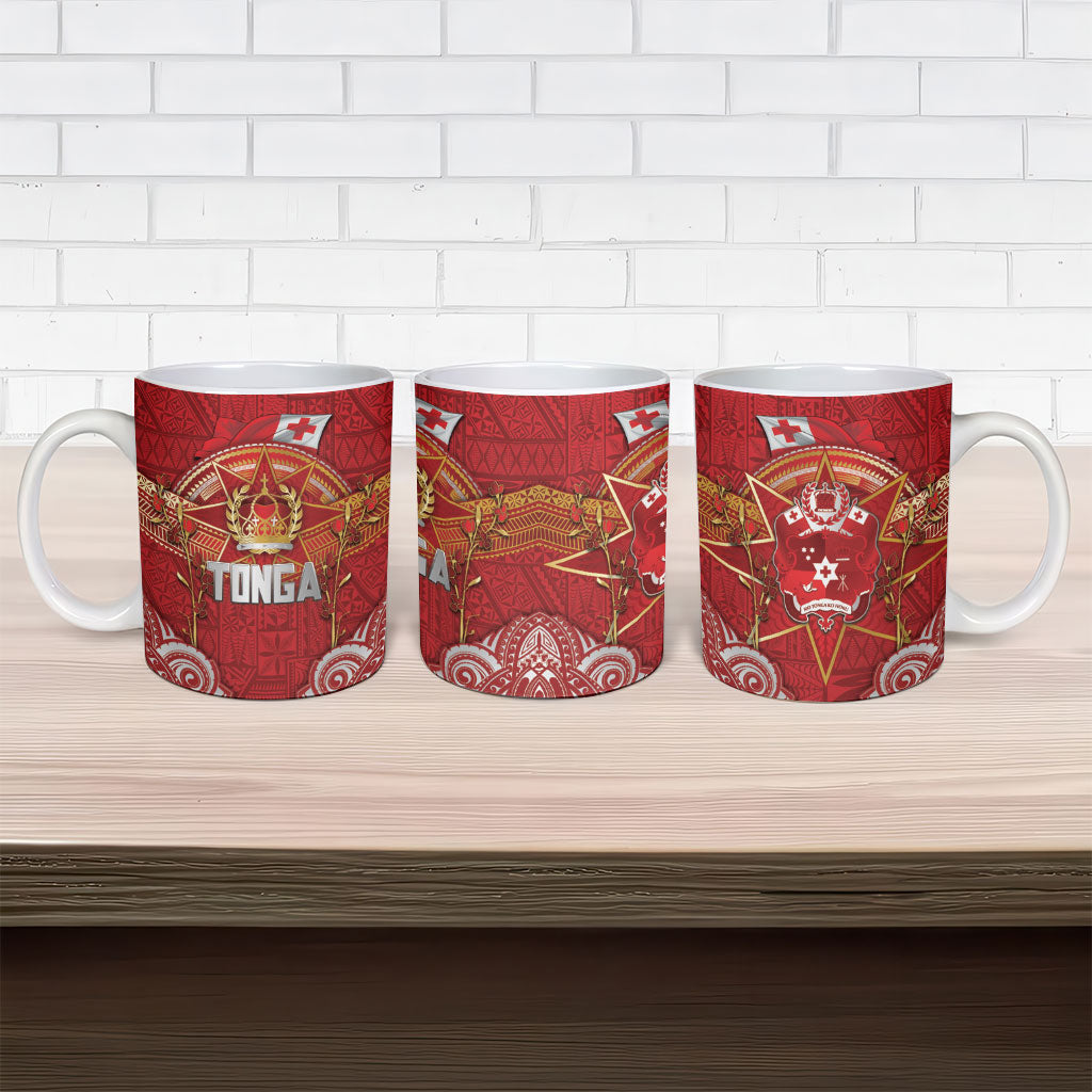 Tonga King's Birthday Ceramic Mug Gold Royal Crown Tribal Patterns