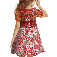 Tonga King's Birthday Family Matching Off Shoulder Short Dress and Hawaiian Shirt Gold Royal Crown Tribal Patterns DT05 - Polynesian Pride
