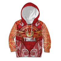 Tonga King's Birthday Kid Hoodie Gold Royal Crown Tribal Patterns