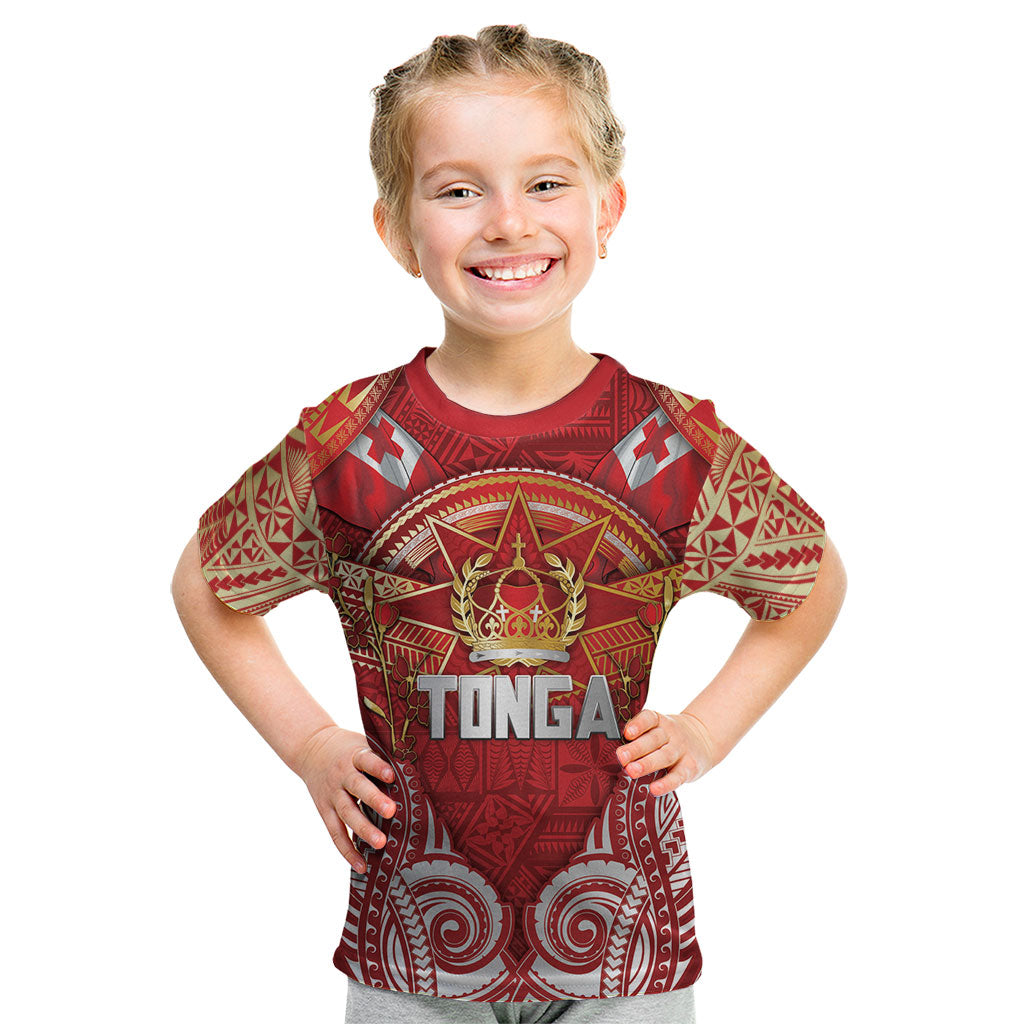 Tonga King's Birthday Kid T Shirt Gold Royal Crown Tribal Patterns