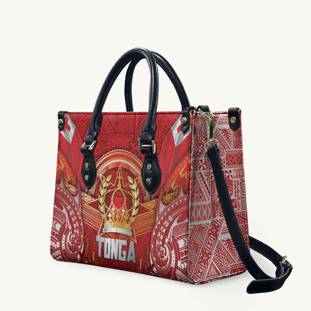 Tonga King's Birthday Leather Bag Gold Royal Crown Tribal Patterns