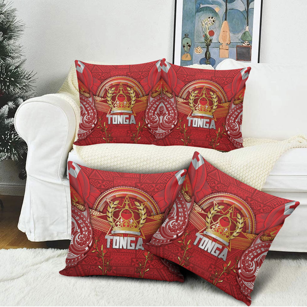 Tonga King's Birthday Pillow Cover Gold Royal Crown Tribal Patterns