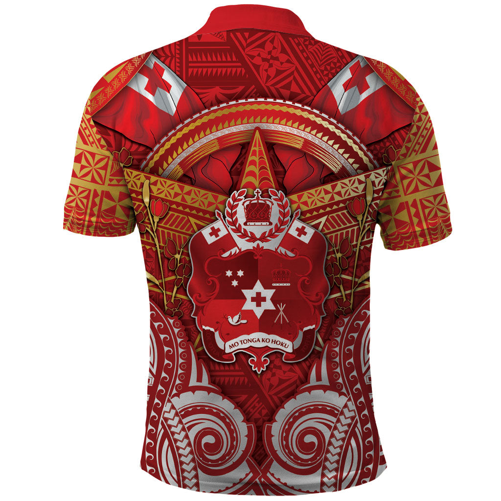 Tonga King's Birthday Polo Shirt Gold Royal Crown Tribal Patterns