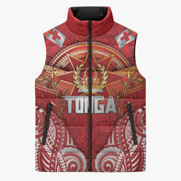 Tonga King's Birthday Sleeveless Puffer Jacket Gold Royal Crown Tribal Patterns
