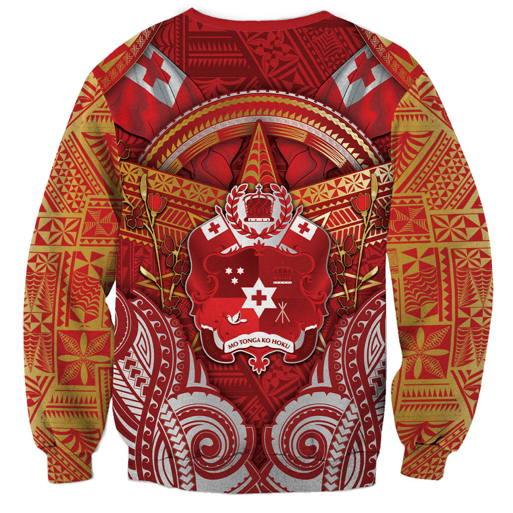 Tonga King's Birthday Sweatshirt Gold Royal Crown Tribal Patterns