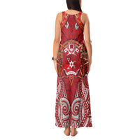 Tonga King's Birthday Tank Maxi Dress Gold Royal Crown Tribal Patterns