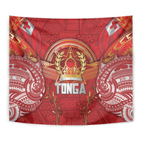 Tonga King's Birthday Tapestry Gold Royal Crown Tribal Patterns