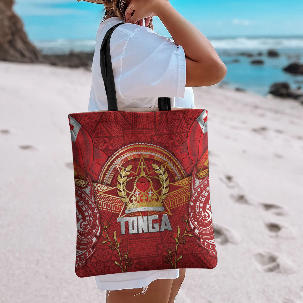 Tonga King's Birthday Tote Bag Gold Royal Crown Tribal Patterns