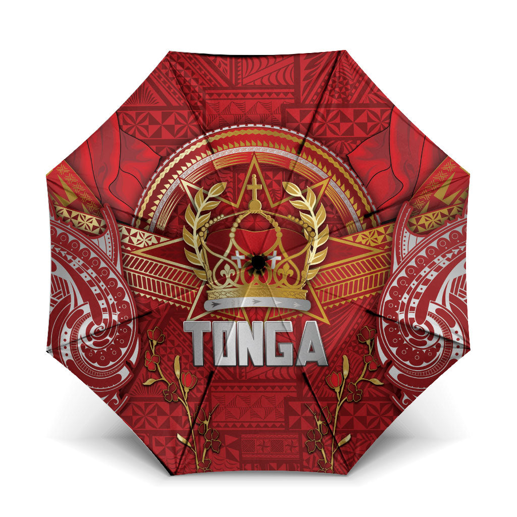 Tonga King's Birthday Umbrella Gold Royal Crown Tribal Patterns