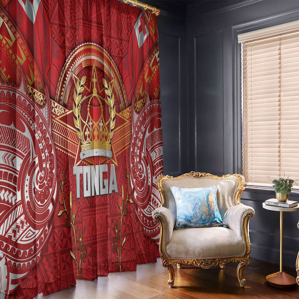 Tonga King's Birthday Window Curtain Gold Royal Crown Tribal Patterns