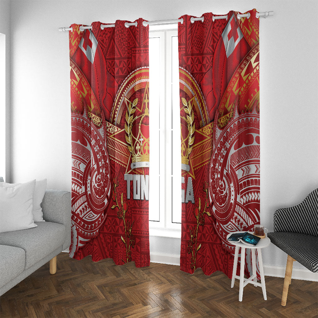 Tonga King's Birthday Window Curtain Gold Royal Crown Tribal Patterns